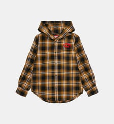 Chemise à carreaux avec logo Diesel Kids