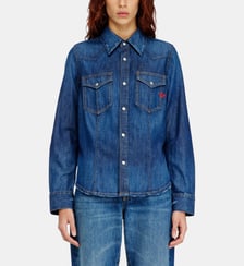 Chemise western en denim à lavage propre Diesel