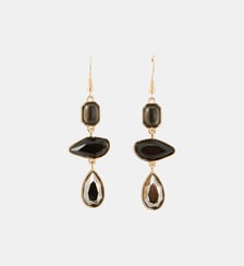 Boucles d'oreilles longues à facettes noirs Balaboosté