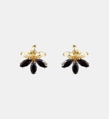 Boucles d'oreilles tiges dorées lys et pierres noires Les Néréides