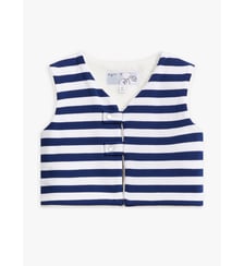 gilet Nacre en jersey de coton rayé blanc et gris Agnès b.