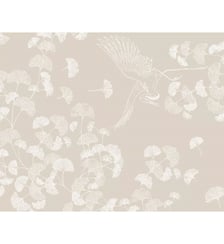Set pur coton enduit motif jacquard beige Mille ginkos naturel Garnier Thiebaut