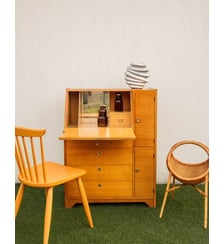 Secrétaire 50's en bois blond Honoré N°129- Produit chiné Debongout