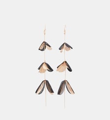 Boucles d'oreilles longues pétales en filigrane noir et doré Balaboosté