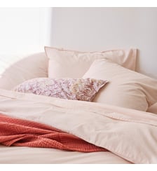Taie d'oreiller en percale de coton lavé, DOUCEUR LAVÉE Blanc Cerise