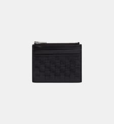 Porte-cartes zippé en cuir tressé Sandro