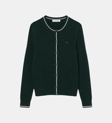Cardigan maille torsadée rayures Lacoste