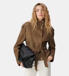 Blouson cuir velours à ceinturer Ikks