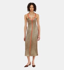 Robe midi en maille côtelée avec bandes contrastées Diesel