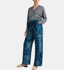 Pantalon ortiz en sergé de soie imprimé Momonì