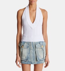 Top dos-nu en maille torsadée Balmain