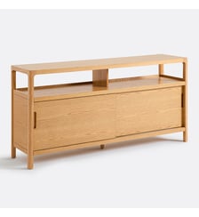 Buffet bas en frêne massif et plaqué chêne, 2 portes, 1 niche La Redoute Interieurs