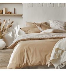 Parure de lit bicolore en coton, taies rectangles, BONS JOURS Essix