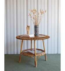 Table basse en rotin italien Léonie N°1576- Produit chiné Debongout