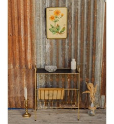 Table d'appoint en métal doré et noir Hanna N°1605 - Produit chiné Debongout
