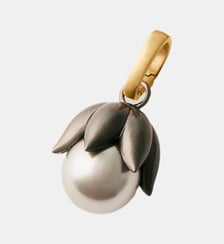 Charm bicolore plaqué or jaune 18 carats avec finition gunmetal et cristal gris en forme de fleur Aristocrazy