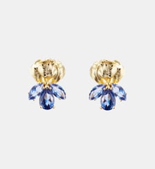 Boucles d'oreilles tiges dorées iris et pierres bleues Les Néréides