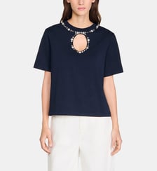 T-shirt ajouré strassé Sandro
