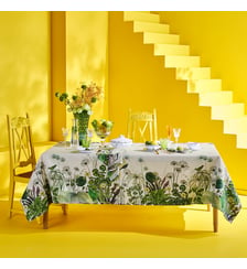 Nappe lin & coton lavé 150 g/m² imprimé multicolore Nenuphars parchemin Garnier Thiebaut
