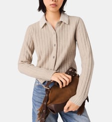 Cardigan avec col perlé amovible Maje