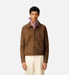 Veste boutonnée en cuir de chèvre Ami de Coeur embossé AMI Paris