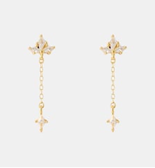 Boucles d'oreilles zircon et chaine - argent 925 doré Balaboosté