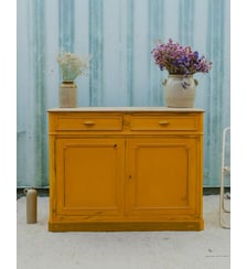 Buffet en bois jaune moutarde Gilbert N°1908- Produit chiné Debongout