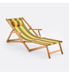Chaise longue en acacia massif, tissu avec motif à rayures La Redoute Interieurs