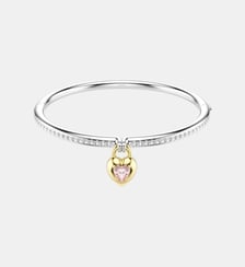 Bracelet-jonc Idyllia, Cœur, Rose, Finition mix de métal Swarovski