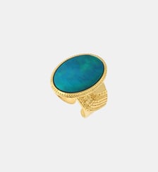 Bague ajustable ovale   doré à l'or fin - Ashanti Satellite