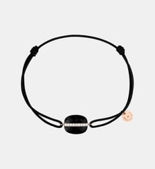 Bracelet, onyx coussin, diamants, cordon noir, or rose Morganne Bello