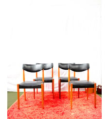 Lot de 4 chaises en teck et skaï Alma N°2129 - Produit chiné Debongout