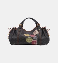 Sac à main en toile enduiteet cuir signé de patchs imprimés - 24H Gerard Darel