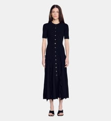 Robe longue en maille à volants Sandro