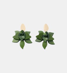 Boucles d'oreilles fleurs en résine verte Balaboosté
