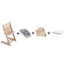 Chaise Tripp Trapp Chêne naturel avec Newborn Set et babyset et tablette Stokke