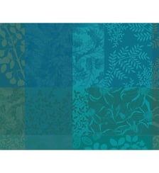 Set pur coton enduit motif jacquard vert Mille rameaux emeraude Garnier Thiebaut