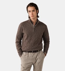 Pull En Laine D'agneau À Maille Torsadée À Col Zippé Hackett London