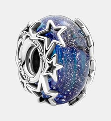 Charm en Verre de Murano Bleu Galaxie & Étoile Pandora
