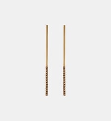 Boucles d’oreilles longues en argent 925 plaqué or 18 carats avec topazes brunes Aristocrazy