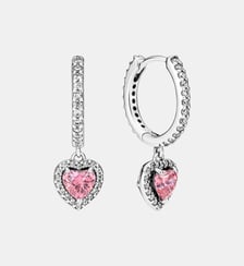 Boucles d'Oreilles Créoles Cœur Halo Scintillant Pandora