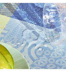 Nappe pur coton enduit motif jacquard multicolore Mille rainures flamboyant Garnier Thiebaut