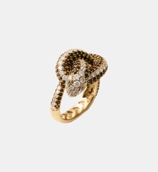 Bague plaquée or jaune 18 carats en forme de serpent avec cristaux Aristocrazy