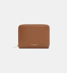 Porte monnaie zippé avec porte cartes amovible Albertine en cuir lisse Le Tanneur