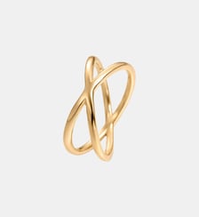 Bague double croisée en argent 925 plaqué or jaune 18 carats Aristocrazy