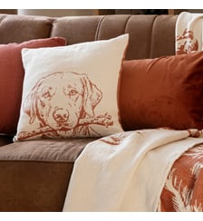 Housse de coussin Jacquard 100% coton, AUTOUR DU FEU Blanc Cerise