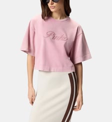 T-shirt cropped à broderie pinko distressed Pinko