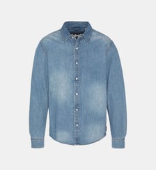 Chemise bleu à manches longues en denim Schott