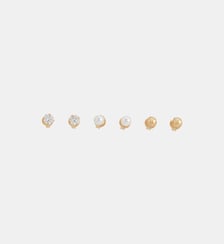 Set 3 paires de puces d'oreilles boules perle et zircon - argent 925 Balaboosté