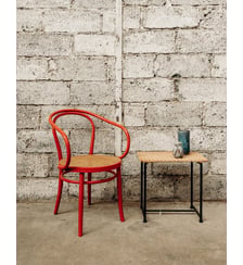Fauteuil rouge en bois Ernest N°58- Produit chiné Debongout